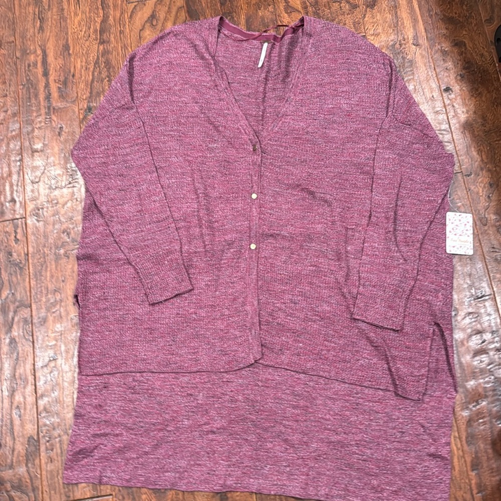 FREE PEOPLE HIGH LOW OVERSIZED DUSTER CABERNET SZ M NWT